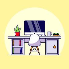 workspace-clean-cartoon-with-computers-flower-pots-books-chairs-and-desk-vector workspace-clean-cartoon-with-computers-flower-pots-books-chairs-and-desk-vector